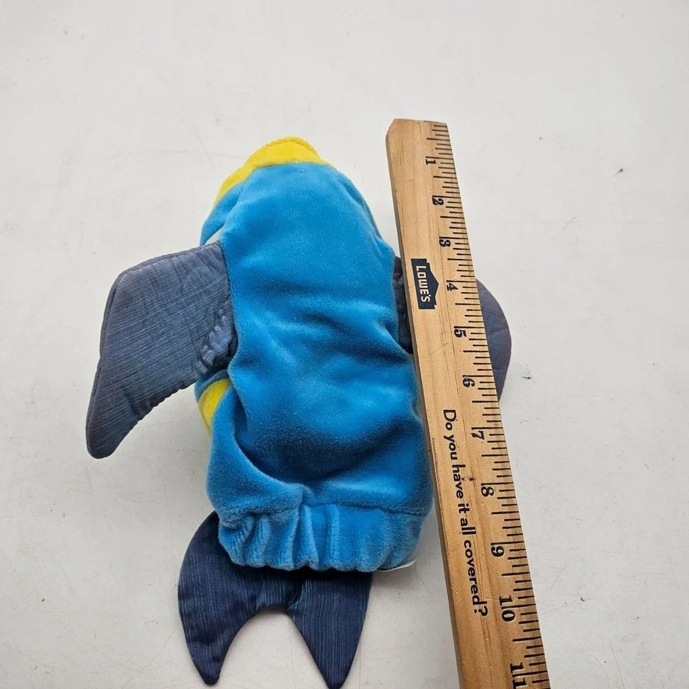 Caltoy Fish Hand Puppet Plush Blue Yellow Stripes Fins Soft Toy Kids Play